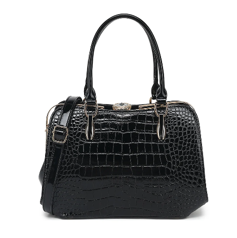 Croco Patent Leather Kiss Lock Satchel