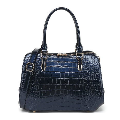 Croco Patent Leather Kiss Lock Satchel