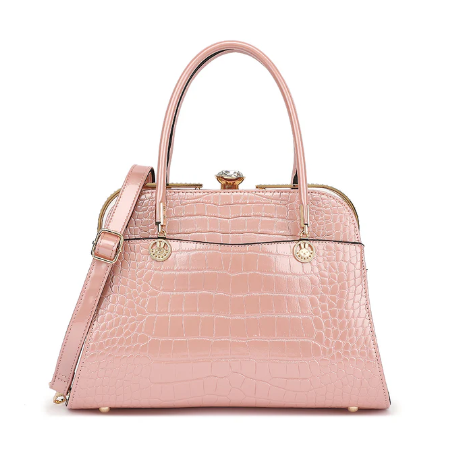 Croco Patent Leather Kiss Lock Satchel