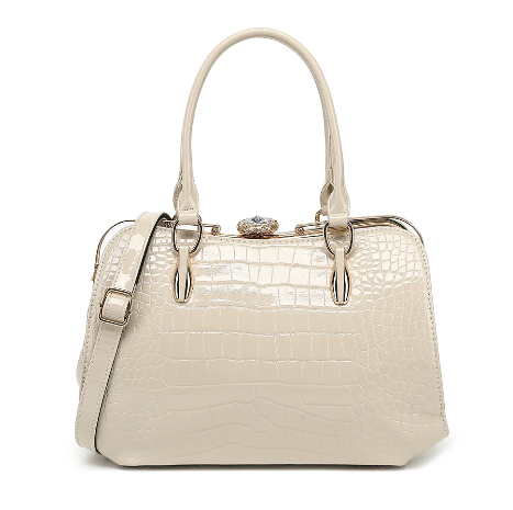 Croco Patent Leather Kiss Lock Satchel
