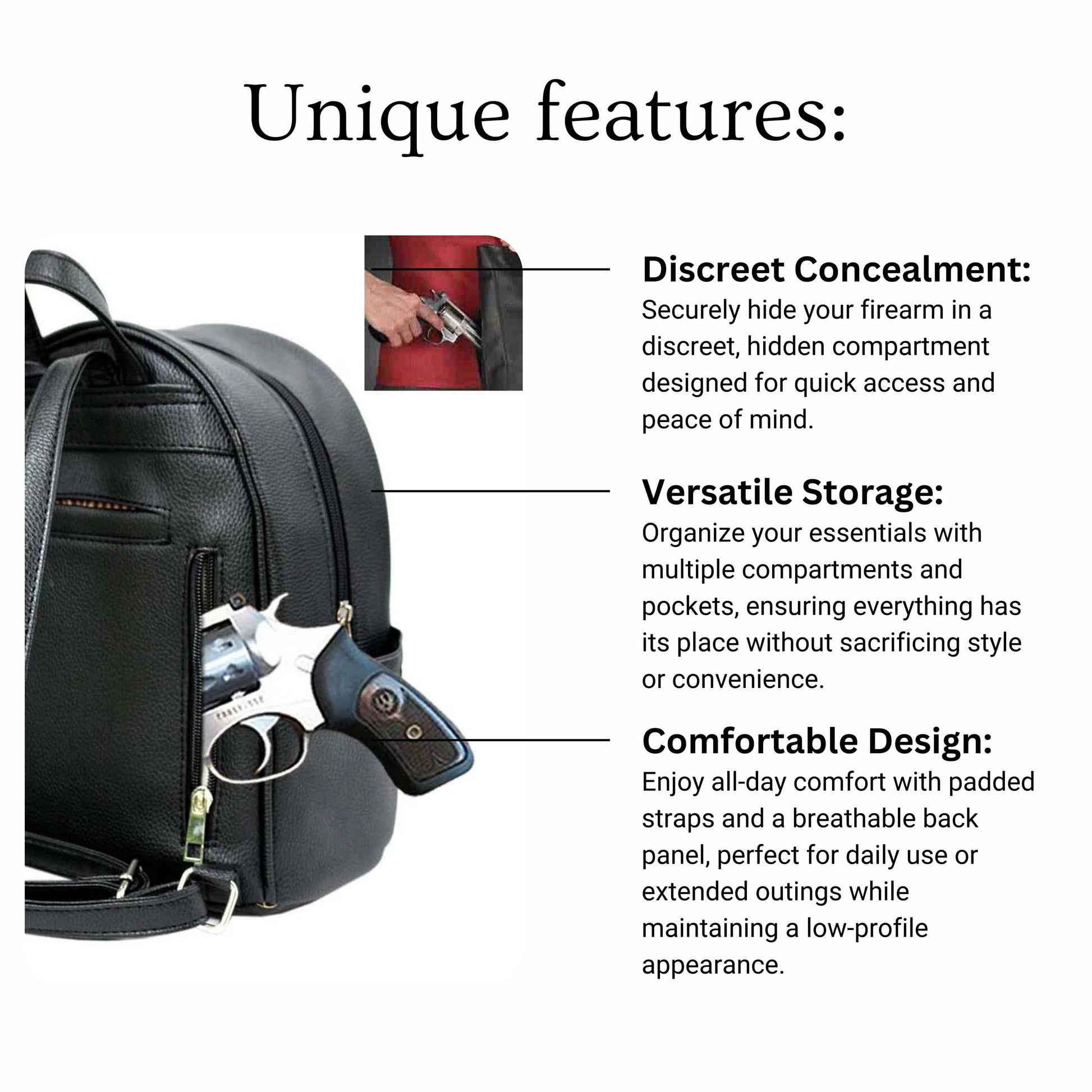 Concealed Carry Backpack Purse • Studded leather backpack • Western Skull Concho Chain Studded Concealed Carry Cowgirl Backpack