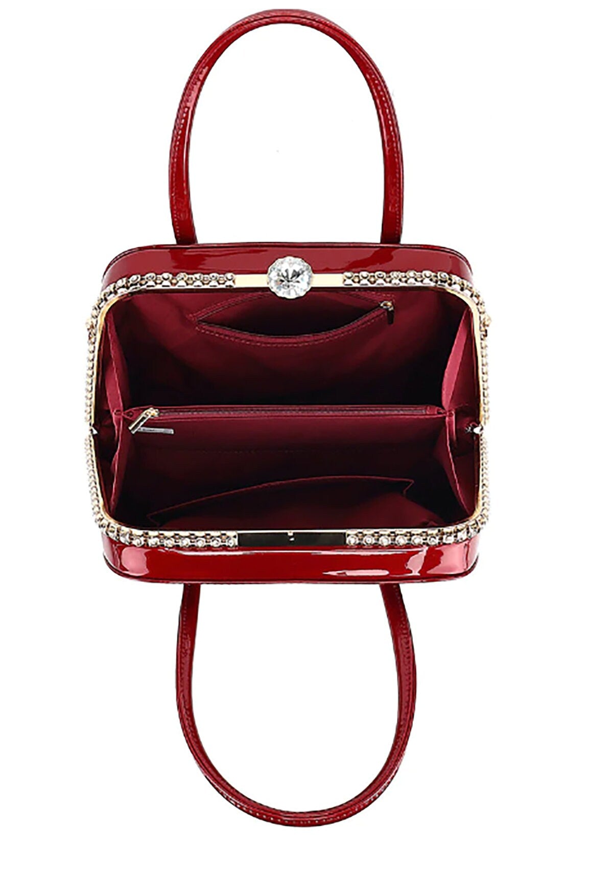 Patent Leather Handbag Black Rhinestone Diamond Clasp Gold Trim Designer Fashion Bag Women's Purses Fashion Accessories Satchel Luxury