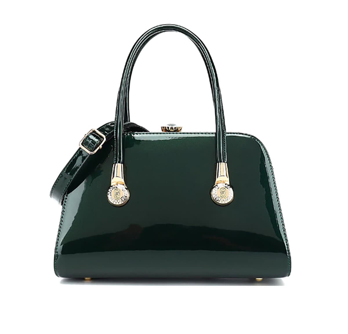 Patent Leather Handbag Black Rhinestone Diamond Clasp Gold Trim Designer Fashion Bag Women's Purses Fashion Accessories Satchel Luxury